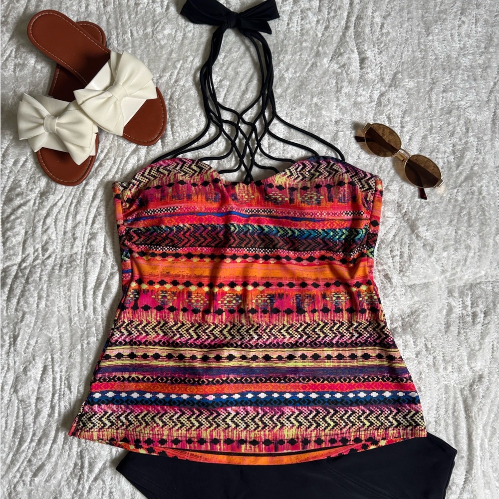 NEW!🔥 Island Escape Multicolor Halter Camisole Tankini Top